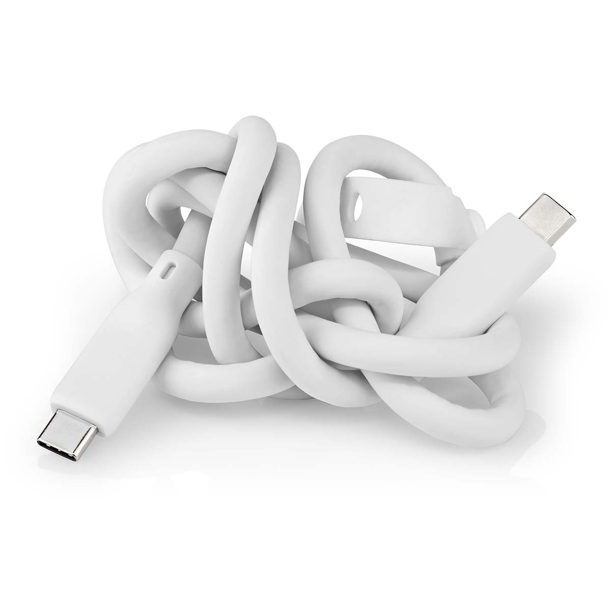 Nedis USB-C naar USB-C siliconen kabel - USB3.2 (20 Gbit/s) - PD 240W - 4K 60Hz / wit - 1 meter - Afbeelding 4
