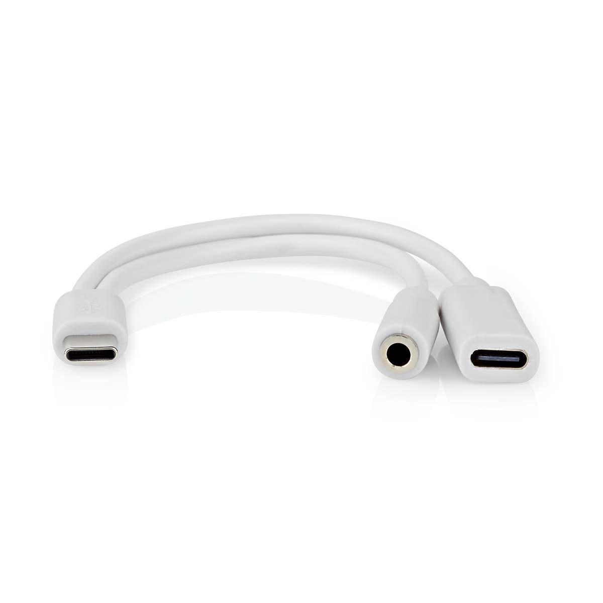 Nedis USB-C naar 3,5mm Jack en USB-C 10W adapter | actief | wit | 0,10 meter - Afbeelding 2